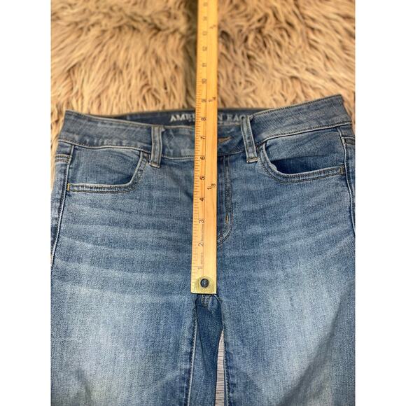 American Eagle super stretch womens distressed jegging ankle blue jean - Picture 6 of 10